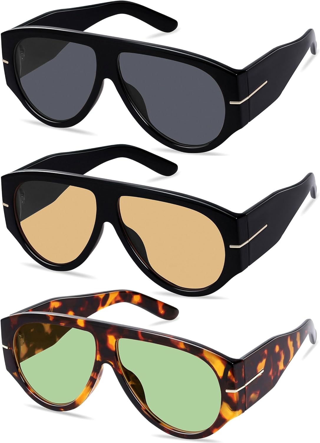 Oversized Retro Aviator Sunglasses for Women Men Trend 70s Thick Classic Vintage Style Sun Glasses