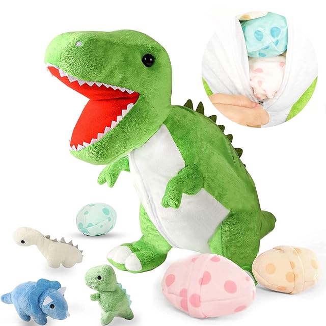 corgi butt 23 6 T-rex Stuffed Animal Set with 3 Dinosaur Plush Toys Inside Large Zippered Pouch for