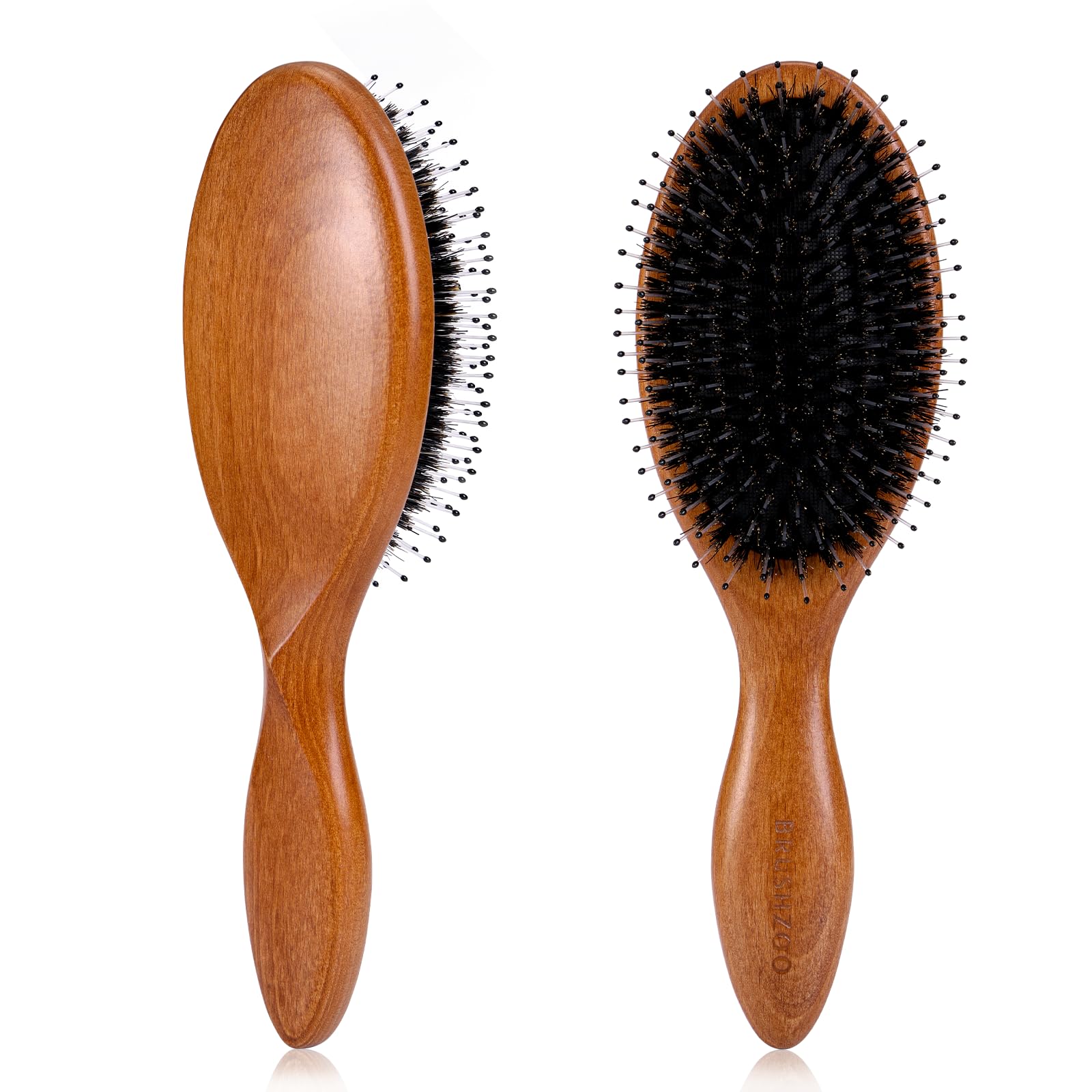 Hair Brush for Women Men Kid, Boar Bristle Hairbrush for Curly Fine Straight Hair Deangling Smoothing Massaging wiith Boar & Nylon Bristle