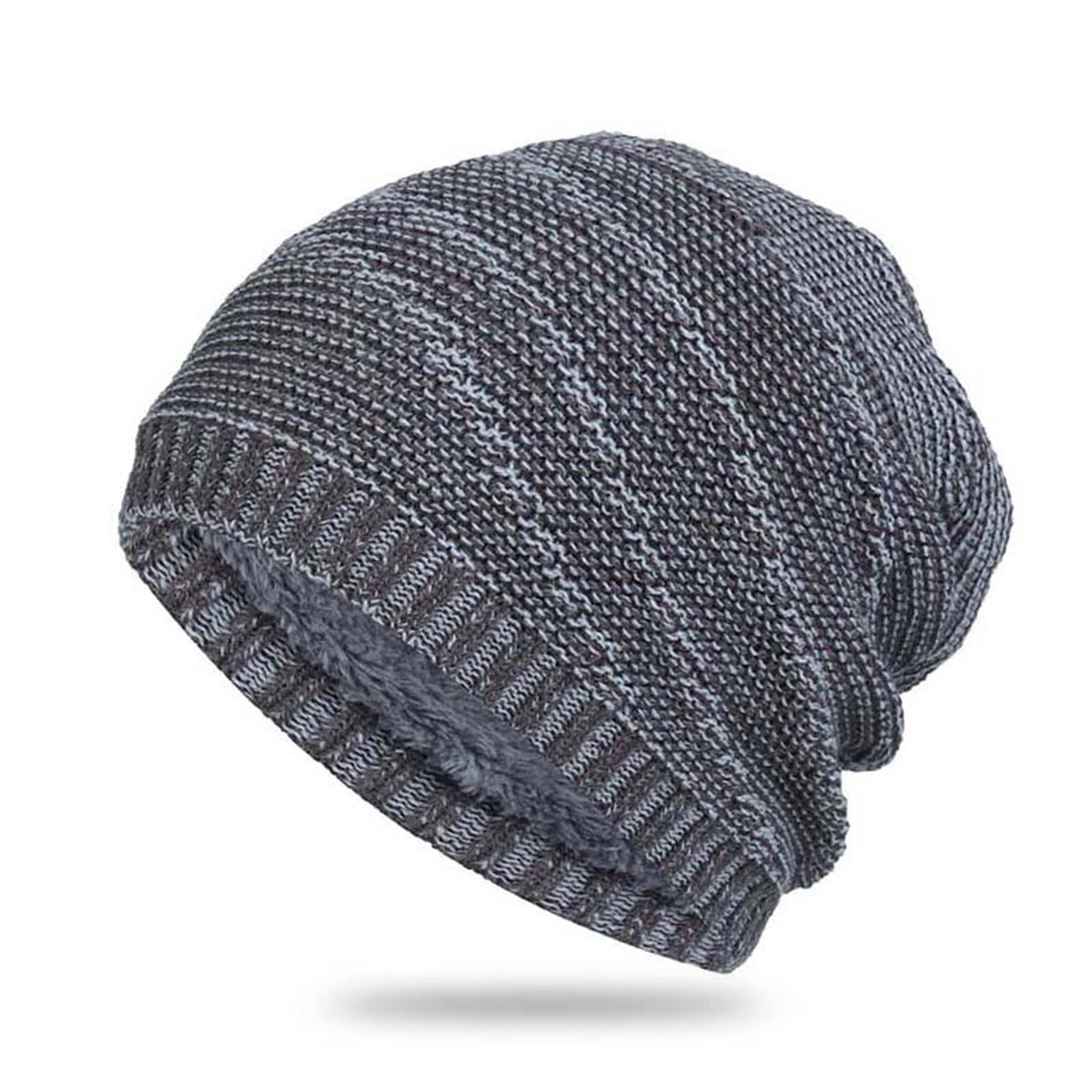 Beanie czapka męska, damska czapka z podszewką z polaru, zimowa, ciepła czapka z dzianiny, miękka czapka z dżerseju, czapka beanie, dzianina, czapka do biegania, na kemping, prezent dla kobiet i mężczyzn, szary, jeden rozmiar