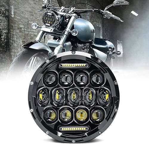Miniatura 7 de Faro delantero de 7 pulgadas apto para Street Glide H4 redondo sellado haz DOT SAE aprobado motocicleta LED faro