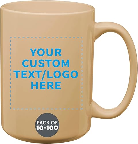 Miniatura 10 de DISCOUNT PROMOS Juego de 100 tazas de café de cerámica grandes personalizadas de 15 onzas, paquete personalizado a granel, perfectas para café, té