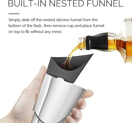 Miniatura 4 de Final Touch Aero Flask - Contenedor de licor de viaje, 3.4 onzas, 3.4 onzas, botella de mano con embudo integrado, diseño aerodinámico inspirado en