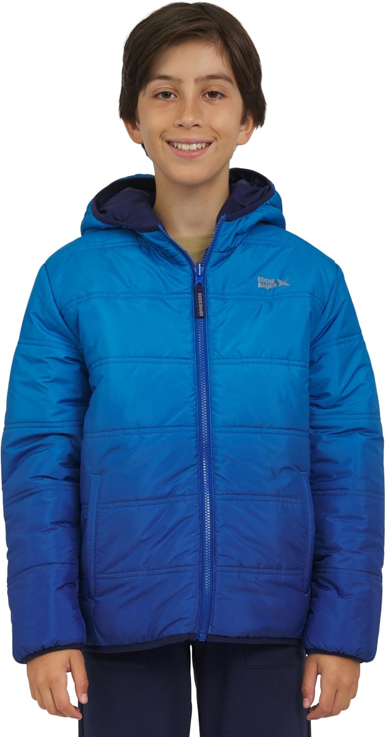 Eddie Bauer Boys' Deer Harbor Reversible Faux Fur Lined Insulated Puffer Jacket
