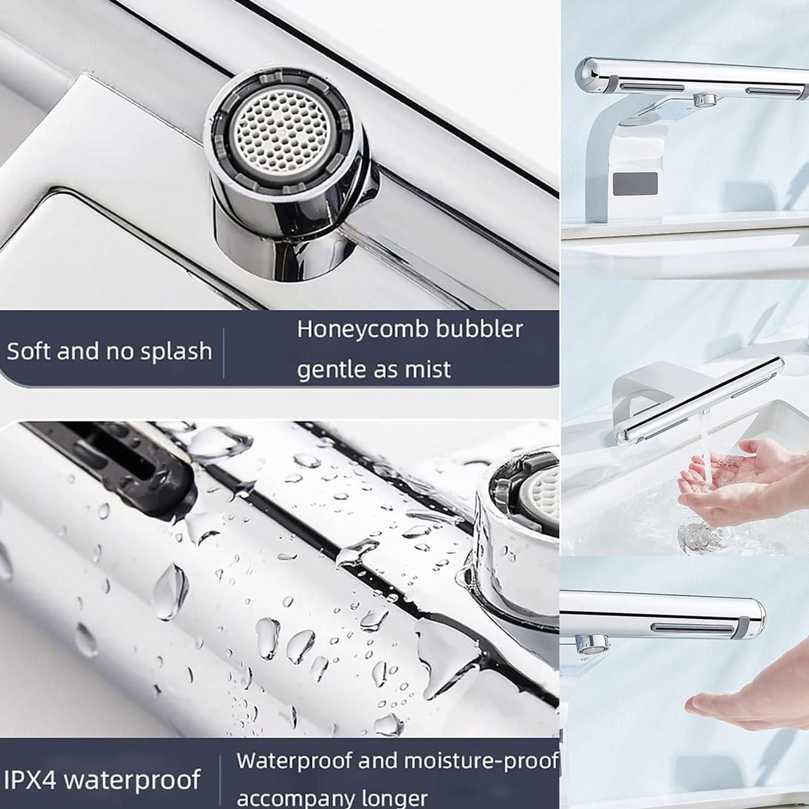 Asciugamani Con Sensore Automatico - Lavaggio E Asciugatura Mani 2 In 1, Rubinetto Per Bagno Con Filtro, Rubinetti Per Lavabo Senza Contatto, Asciugatura Rapida In 10 Secondi