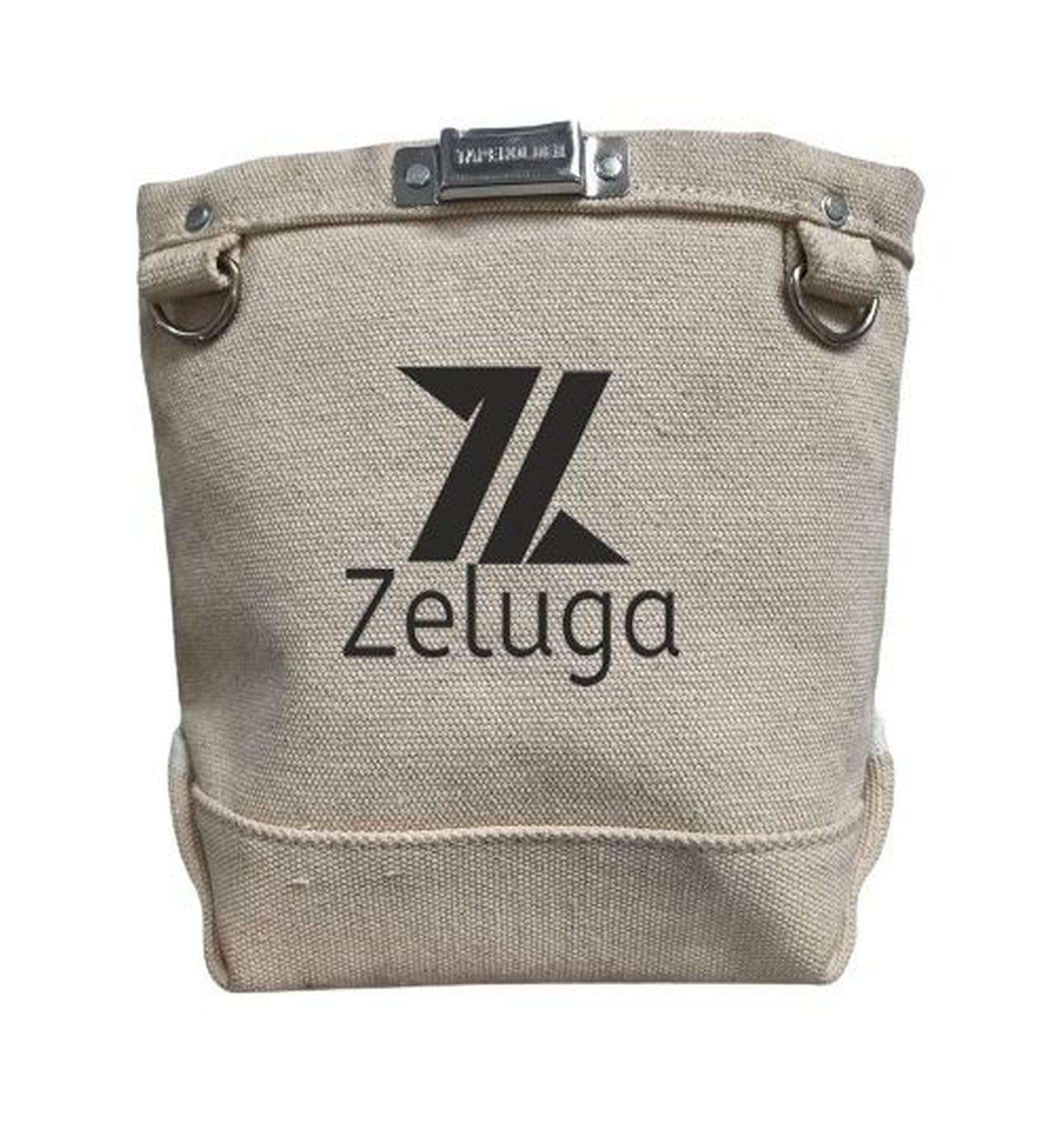 Zeluga 20-336 28 oz Canvas Fastener Tool Pouch, Bolt Bag with Bull-pin Loop, Clip-On Tool Bag for Tools, Screws and Nails, Tunnel Loop Connection,