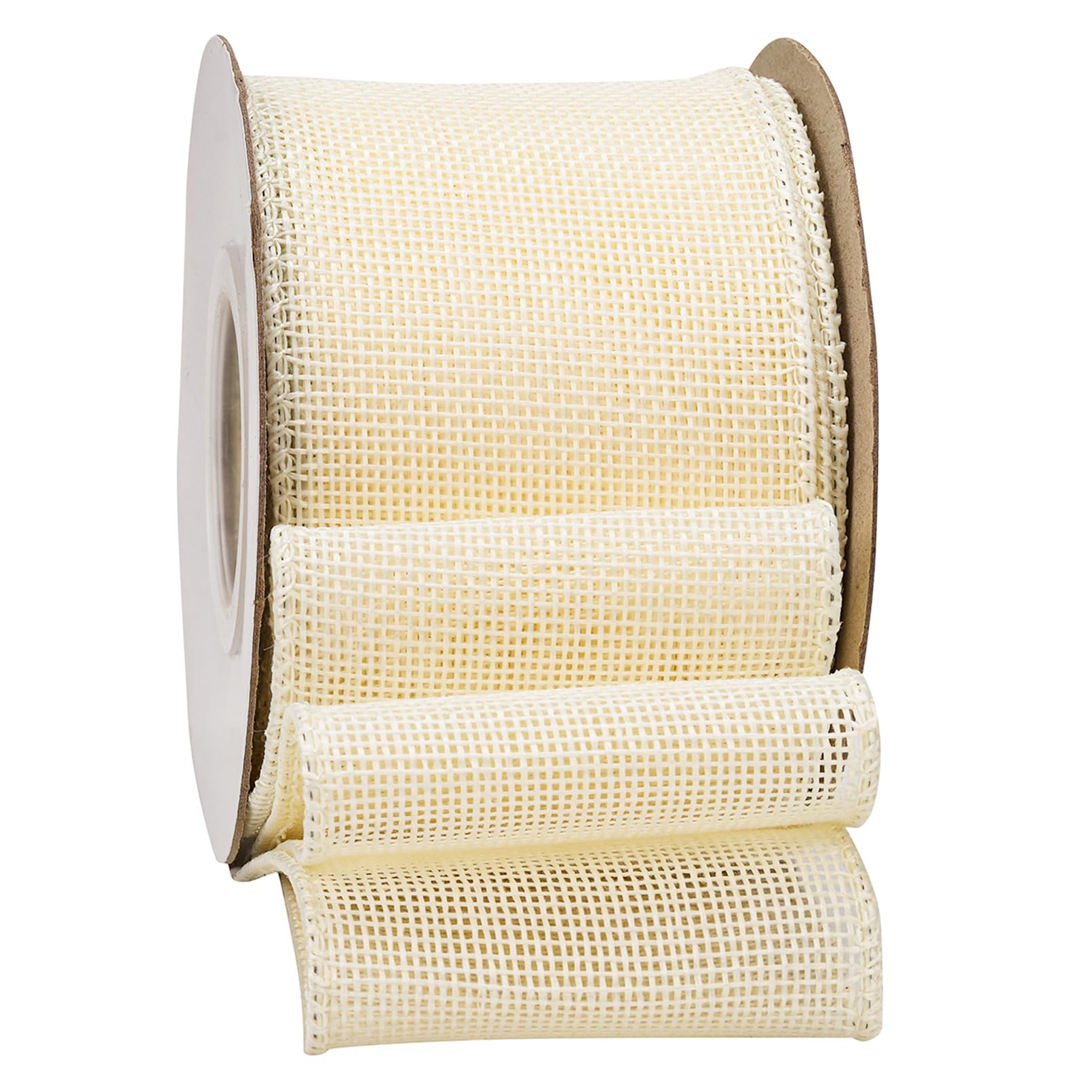 SDZMDL Ivory Burlap Ribbon 2-1/2 Inch, Solid Ribbon with Wired Edge for Party Decoration, Big Bow, Outdoor Wreath, 10 Yards/Roll.