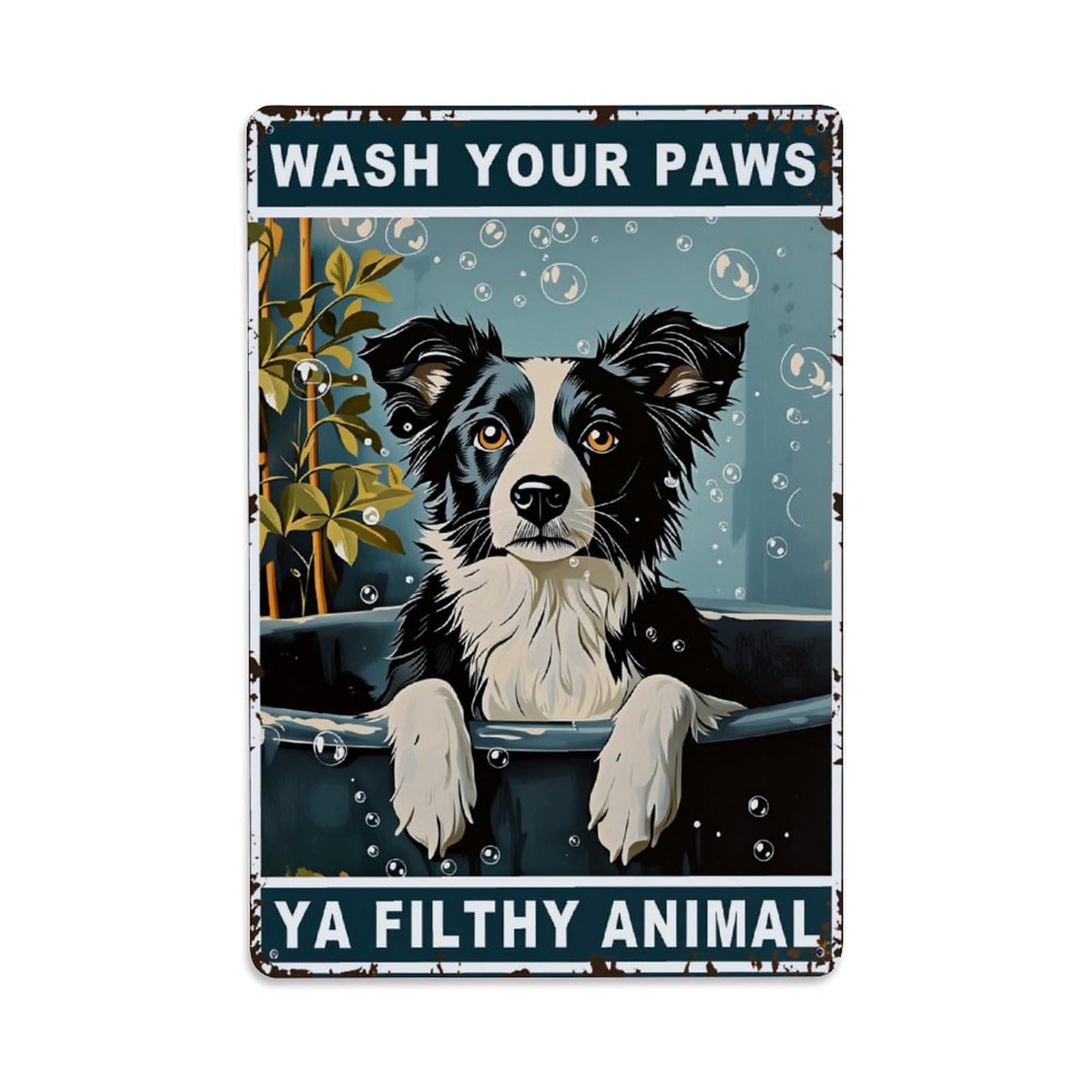 Enderetf Vintage Dog In Bathtub With Bubbles Tin Sign Metal Poster, Home Bar Garage Man Cave Cafe Indoor & Outdoor Wall Decoration 8X12inches