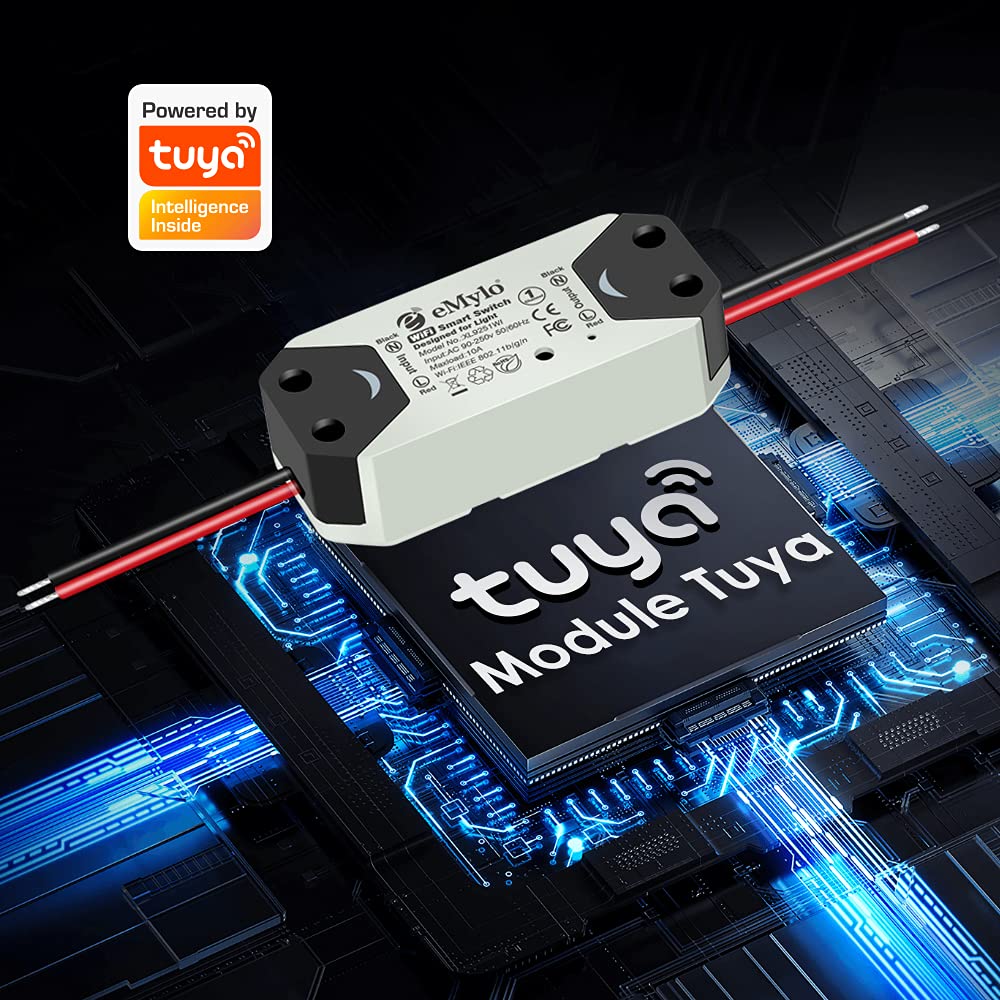 eMylo Commutateur WiFi intelligent Interrupteur d'éclairage universel Smart Home DIY Module de relais sans fil Télécommande Minuterie Commande vocale avec Alexa, Google Home Via Android IOS 1PC