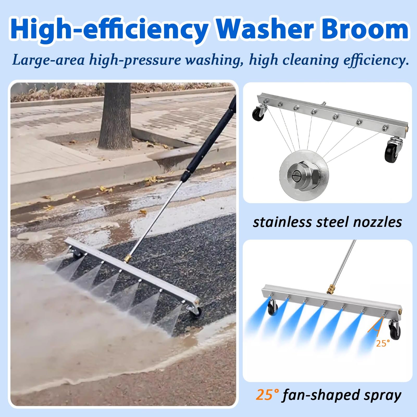 Limpiador de superficies de escoba de agua, escoba de agua, barredora eléctrica para limpieza de hormigón, entrada, acera, patio, accesorio de lavadora a presión de 4000 PSI