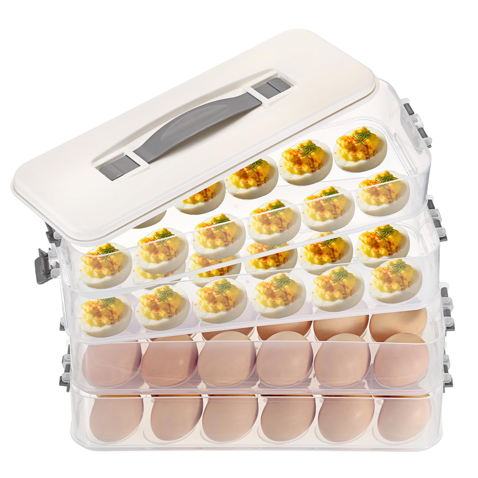 Boîtes à œufs avec couvercle support empilable portable 48 pièces pour la cuisine