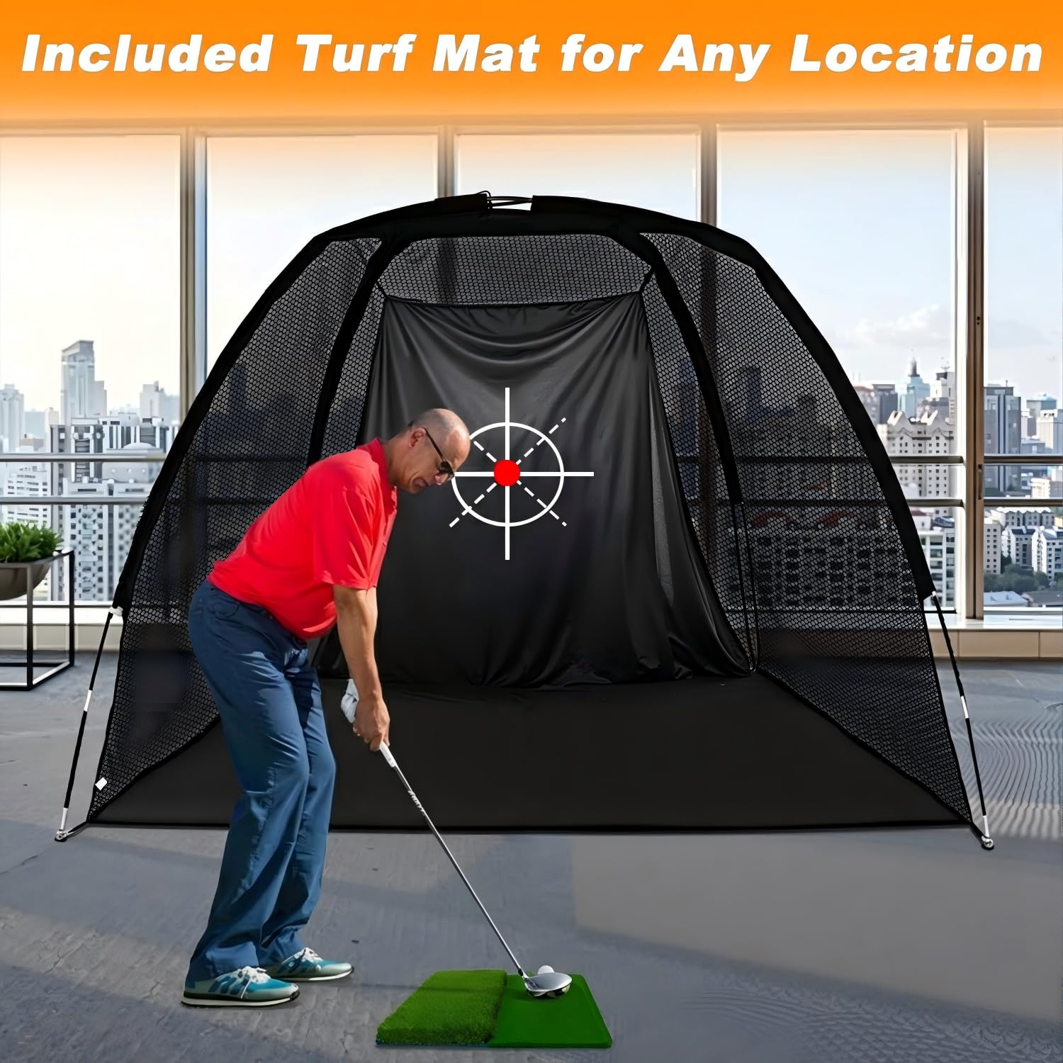 Kapler Red de práctica de golf, red de golf de 7 x 6 x 10 pies, red de conducción de golf, accesorios de golf profesionales con bolsa de transporte para red de golf en interiores y exteriores