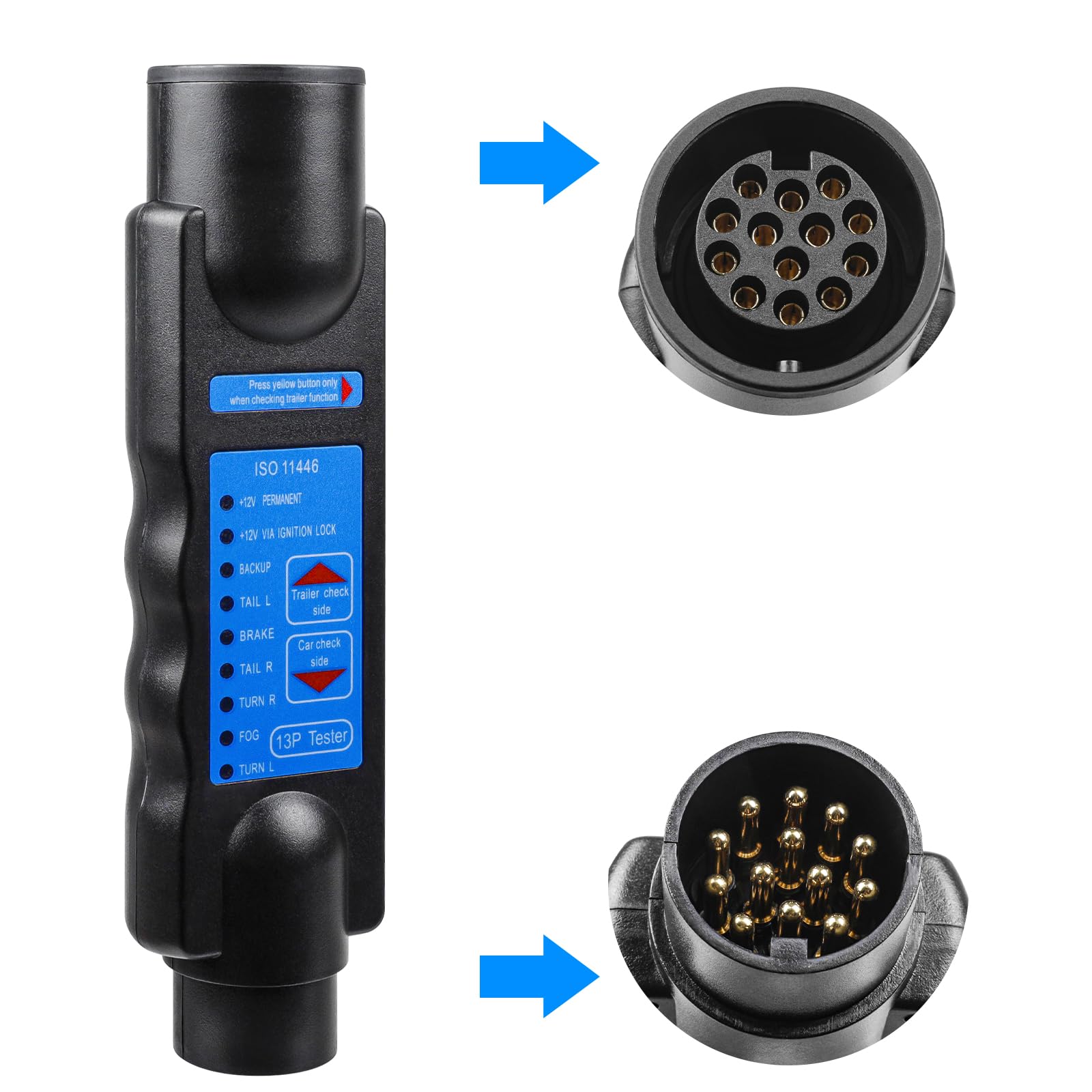 Tester per Presa di Corrente per rimorchio a 13 Pin, Tester per luci per rimorchio a 13 Pin per rimorchio Strumento diagnostico per Circuito di Cablaggio del rimorchio