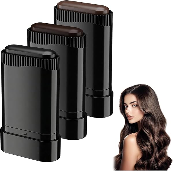 Stick de Color para Cabello, 3Pcs Lápiz Tintorero Rápido con Peine Incorporado | Peine Tintorero 2 en 1, Stick Tintorero Resistente al Agua y al Sudor, Retoque de Raíz Rápido, Herramienta de Coloración para Mujeres y Hombres