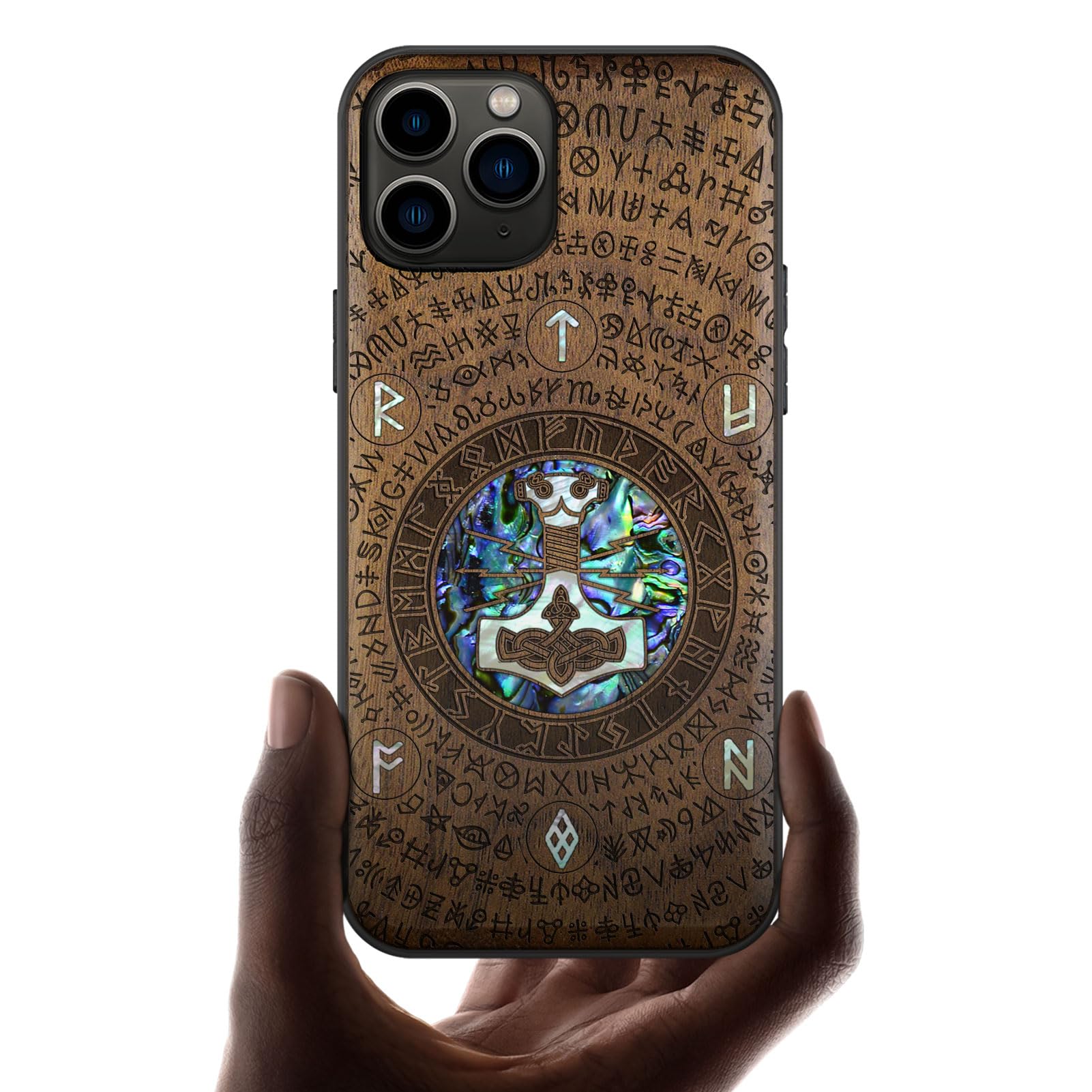 Carveit Funda Protectora De Madera De Diseñador Para IPhone 11 [ Grabado De Madera E Incrustaciones De Carcasa] Compatible Con IPhone 11 (lagos Y Montañas, Madera Roja