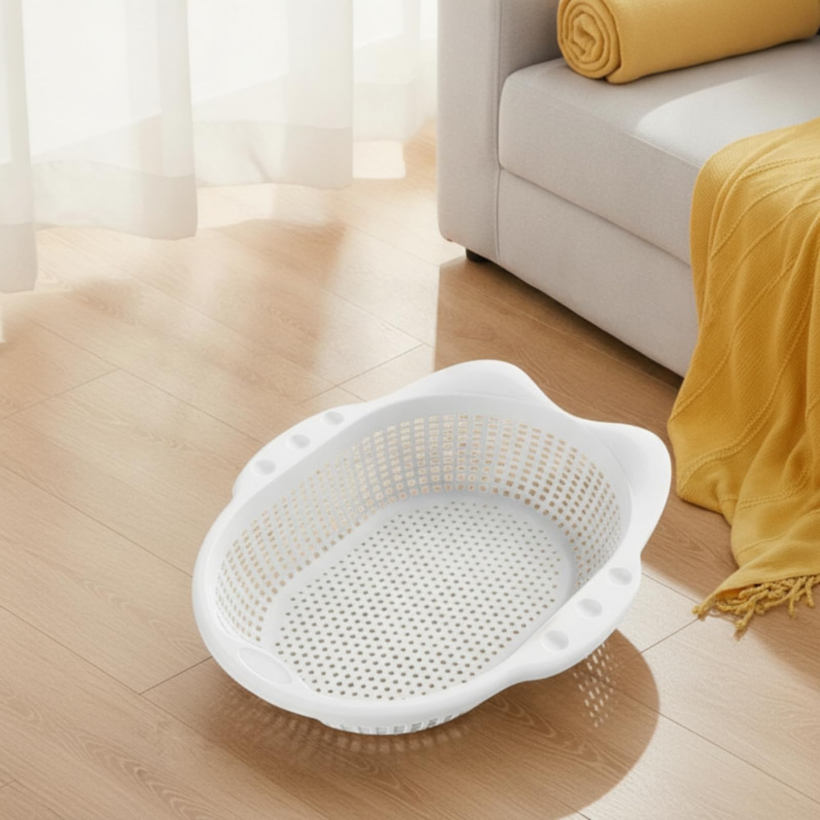 Lit pour Chats Panier Animal Panier Niche Coussin Lavable Panier Aéré en PP Confort pour Été Ventilation Latérale Entretien Pratique Adapté aux Chats, Jaune