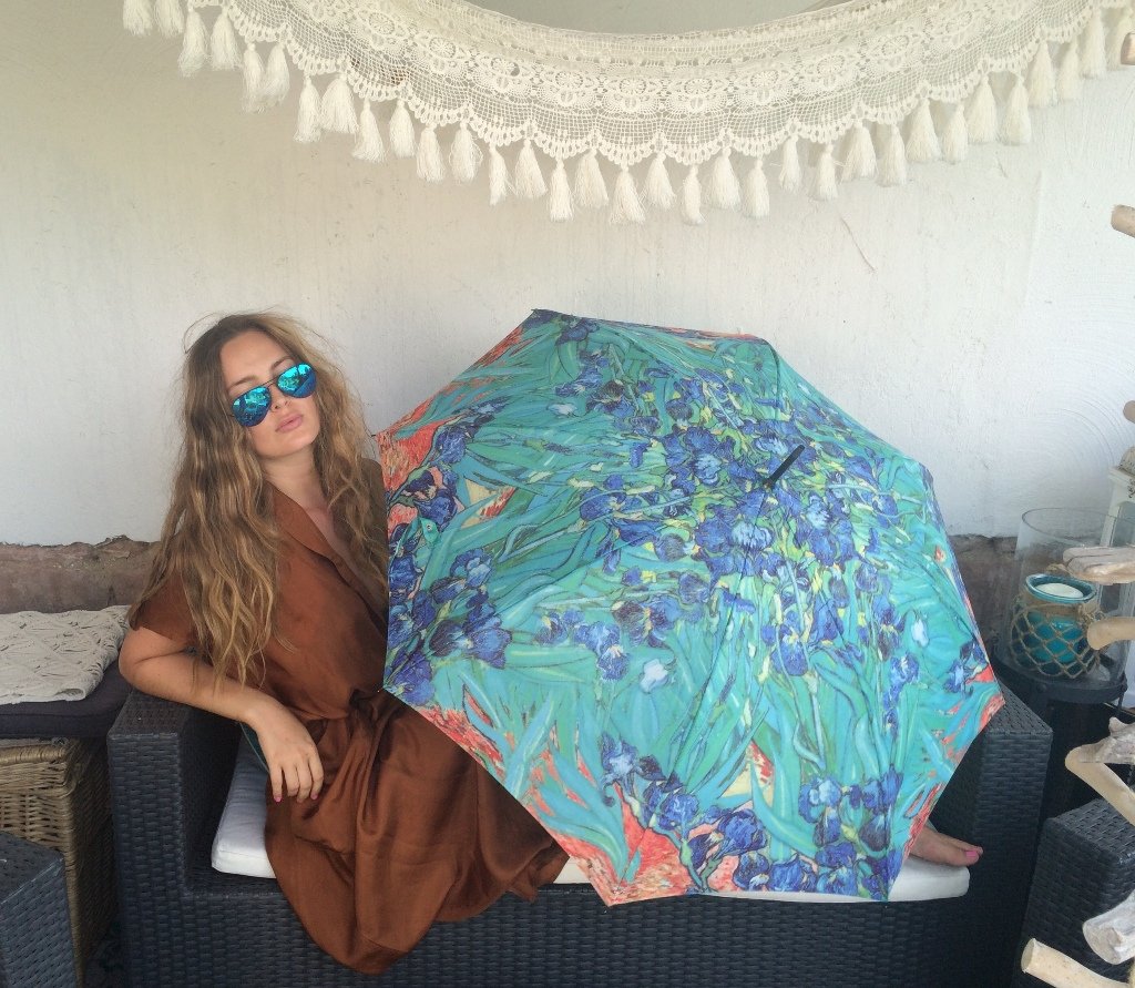 VON LILIENFELD parasol kieszonkowy Vincent van Gogh Iris wiatroodporny automatyczne otwieranie-zamykanie stabilny lekki kompaktowy
