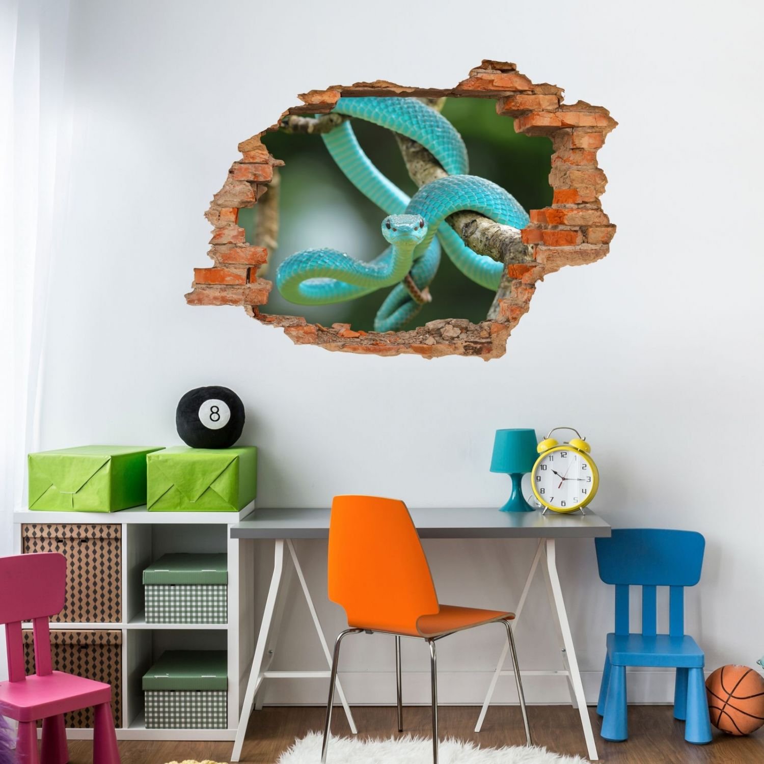 Nikima 105 - Adesivo da Parete Murale, Stickers Bambini Attacca Stacca, Motivo Serpente AST Verde/Blu, Decorazione da Parete, in 6 Misure, per Cameretta dei Bambini, Dimensioni 1750 x 1210 mm