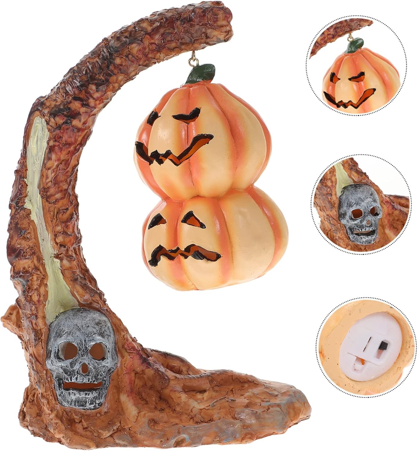 Zerodeko Halloween Pumpkin Lamp Scary Resin Lighted Decor for Party Table Kitchen Fall Decor Unique Indoor Use Easy Operation with for Halloween Celebrations