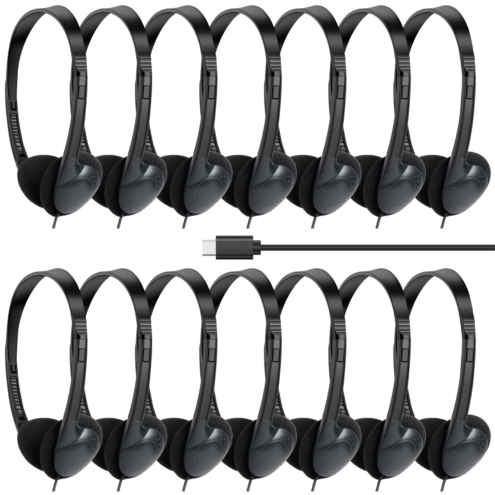 USB C Headphones Bulk 10 Pack for Kids Classroom School,On-Ear Wired