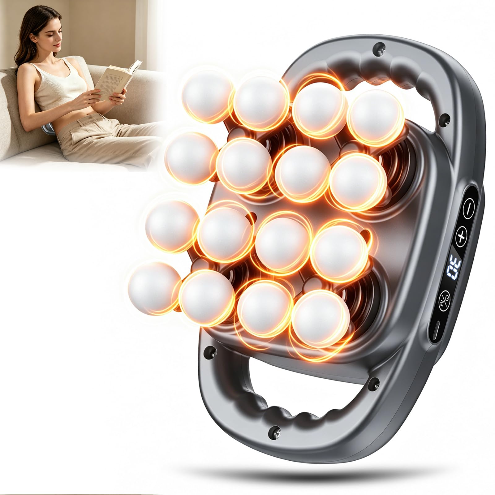 Massagepistole mit 16 Köpfen, 3 Modi & 30 Einstellbaren Geschwindigkeiten, Tiefengewebe Massagegerät, 35dB Leise Handmassagegerät, Mini Massage Gun für Nacken Füße Rücken Beine zur Muskelentspannung