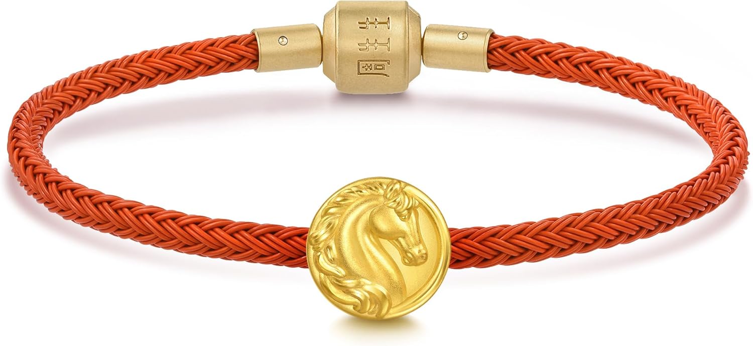 CHOW SANG SANG 999 Gold Charme Auspicious Blessings Mini Zodiac Horse Charm Bracelet for Women & Men 17cm 96062C