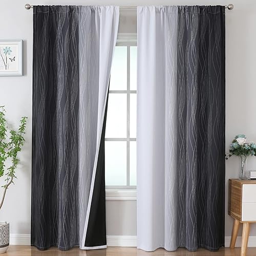 Estelar Textiler Cortinas opacas negras y rojas de 96 pulgadas de largo, cortinas degradadas para oscurecer la habitación completa, con bolsillo disponible en Yaxa Costa Rica