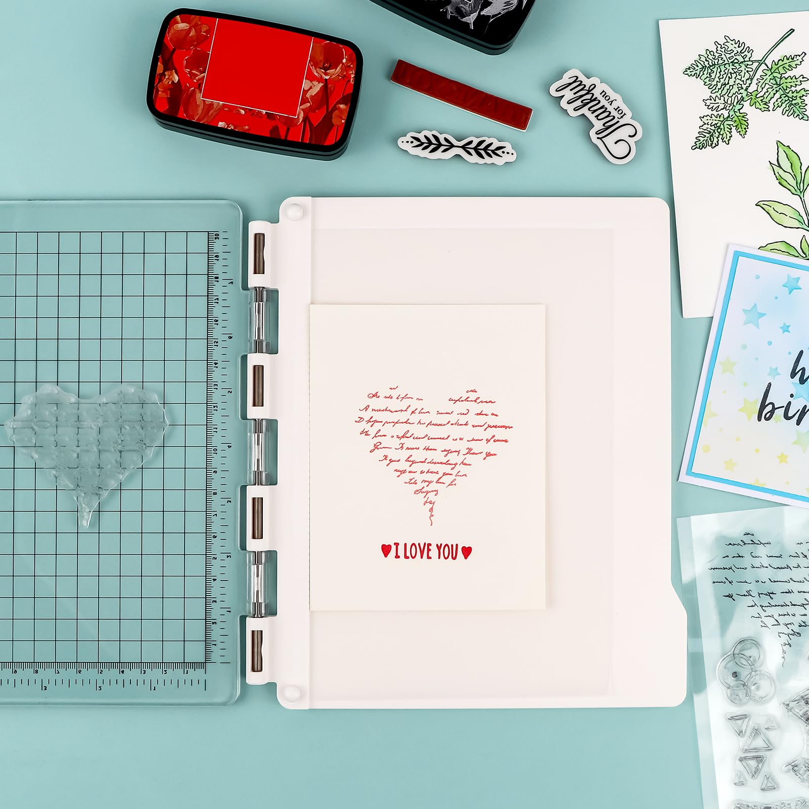 Piattaforma per timbri con tappetino antiscivolo, strumento di posizionamento per timbri accurati, fai da te, scrapbooking, creazione di biglietti, strumento di precisione per lavori di carta e