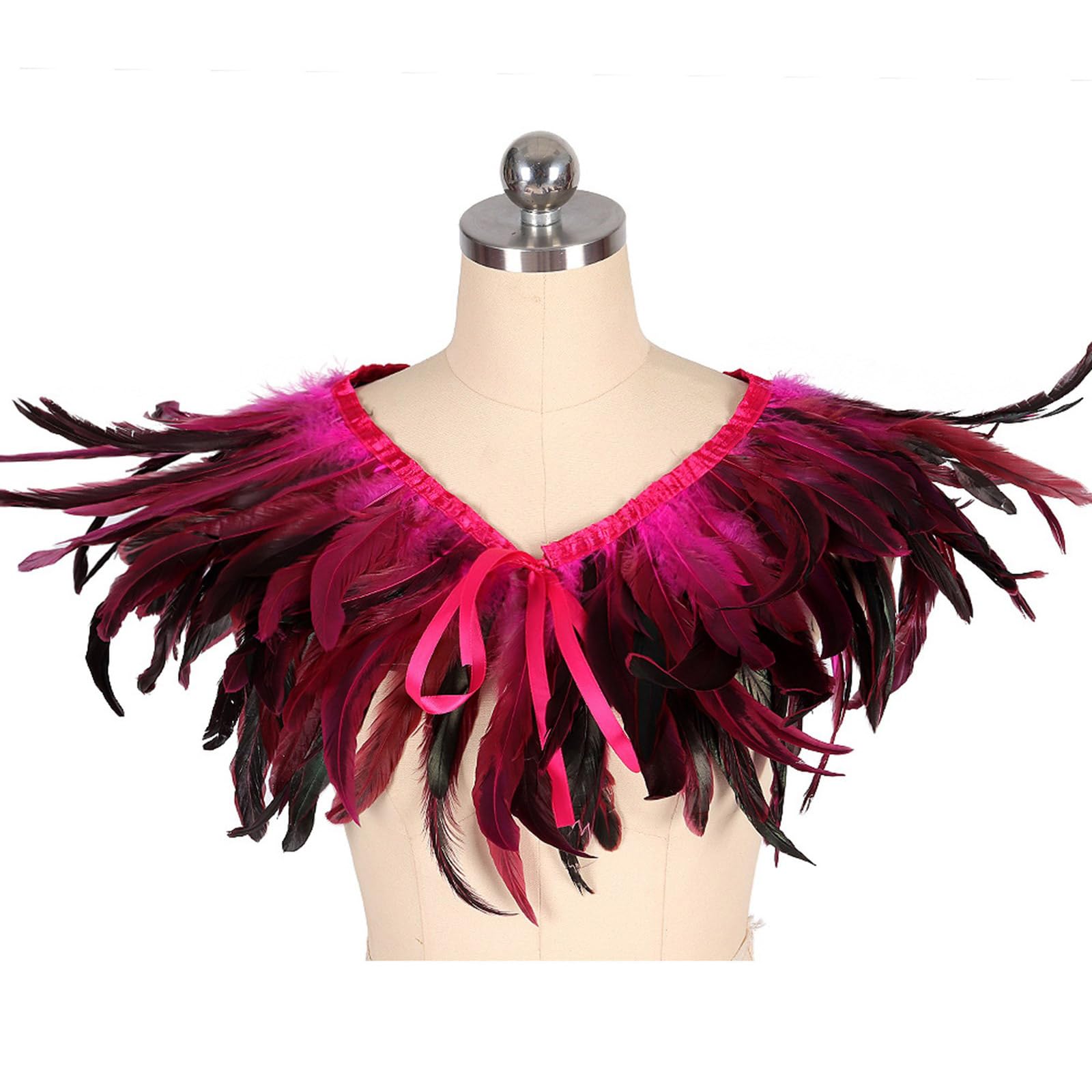 MICFENY Masquerade Crow Feathered Cloak Easy Fold Portable For Any Occasion Shoulder Wrap Jewelry