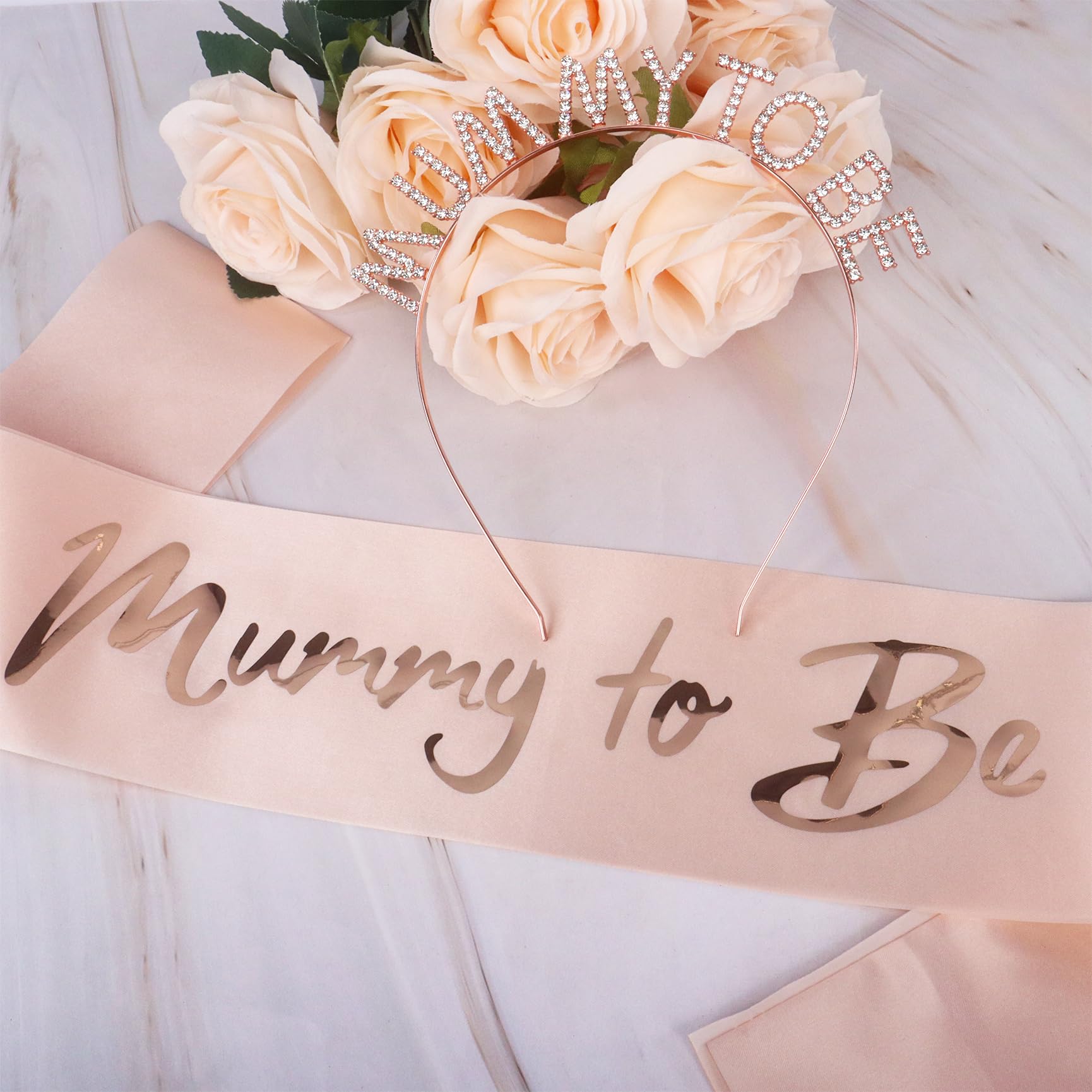 Qaziuy Mummy to Be Sash with Rhinestone Crown Headband Baby Shower Sash Party Decorations Mum to Be for Baby Shower Gifts Party Accessories Baby Shower Favour Supplies - Image 4