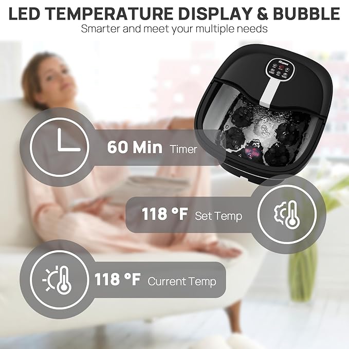 Spa de Pies Eléctrico Plegable HOSPAN con Masaje Rotatorio y Calor miniatura 8