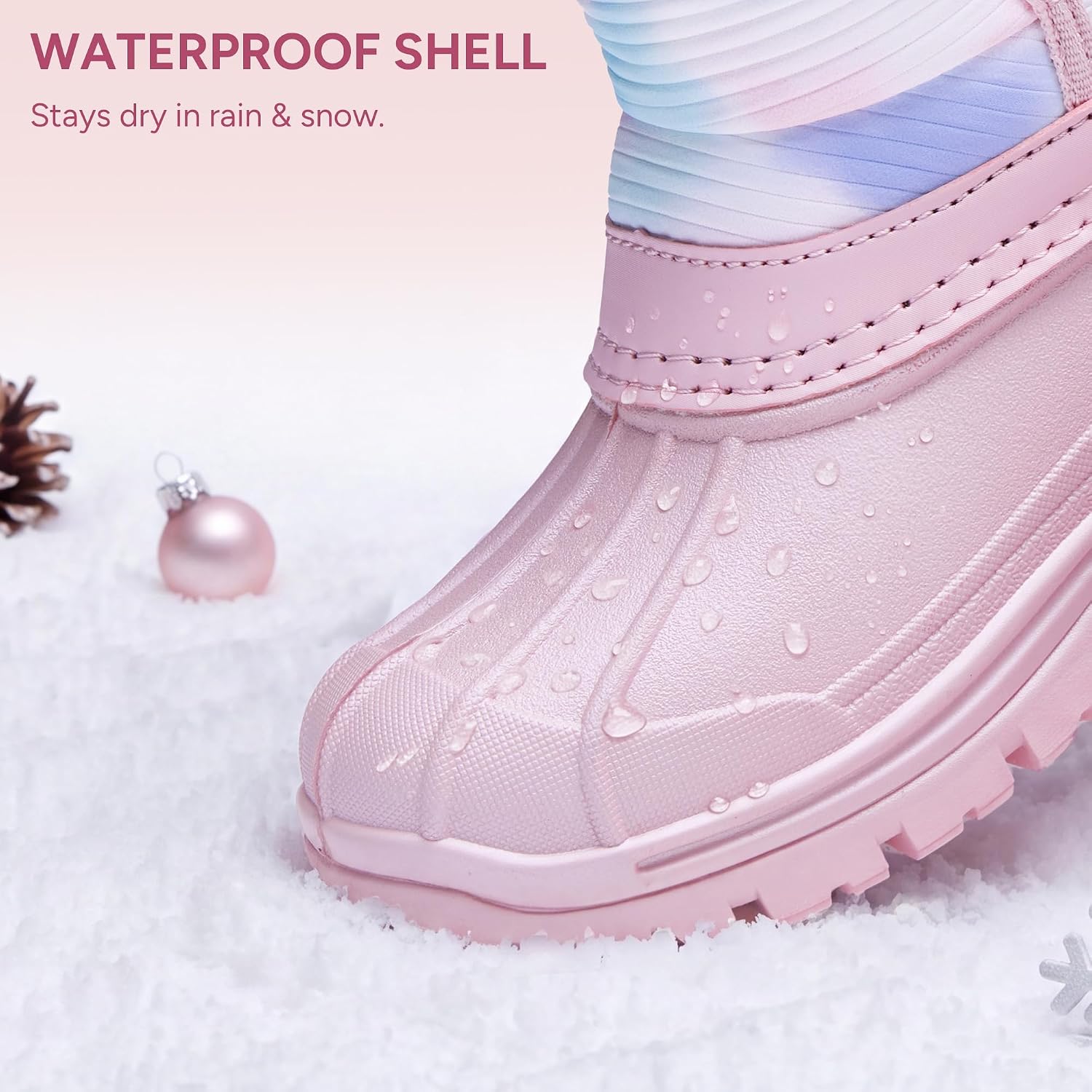 Stelle Girls Snow Boots Waterproof Easy-On Non-Slip Winter Boots