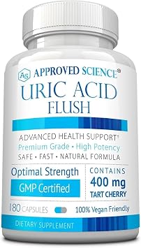 Approved Science Uric Acid Flush Supplement - Tart Cherry, Turmeric, Milk Thistle - Joint Support & Active Mobility - Made in USA - Vegan - 180 Capsules - 3 Month Supply