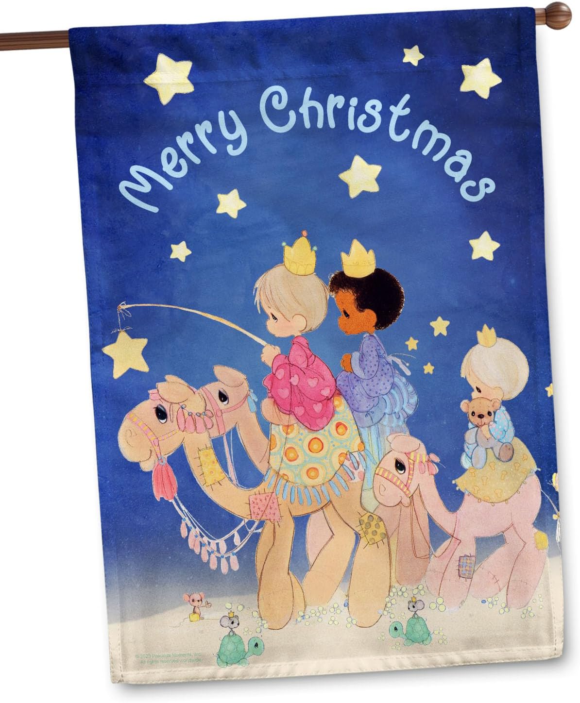 Flagology, Precious Moments Three Wise Men Christmas House Flag 28" x 40", Outdoor Flag, Exclusive Premium Fabric, Officially Licensed, Holiday Outdoor Décor