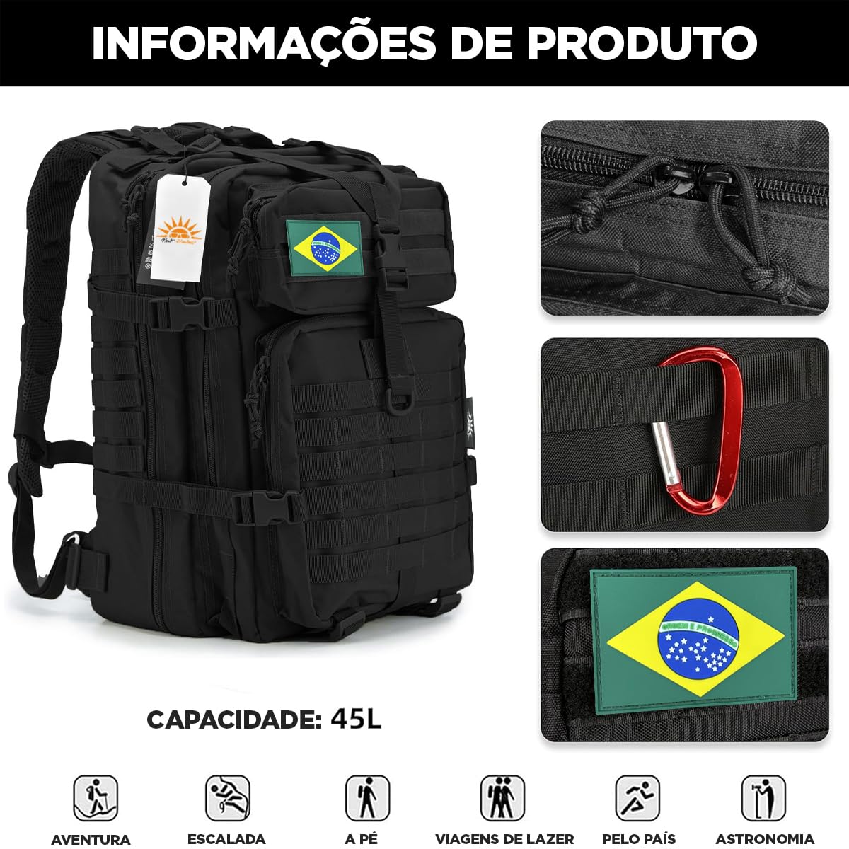 50L Mochila Masculina Reforçada, Sistema MOLLE, Grande Capacidade para Trilhas, Acampamentos, Aventura – Mochila Resistente para 3 Dias de Emergência e Atividades ao Ar Livre em promoção! Veja a oferta e mais achadinhos de Mochilas & Pastas Masculinas 3 Hoje é o melhor dia para comprar 50L Mochila Masculina Reforçada, Sistema MOLLE, Grande Capacidade para Trilhas, Acampamentos, Aventura – Mochila Resistente para 3 Dias de Emergência e Atividades ao Ar Livre com aquele preço maroto! Promoção! Aproveite a oferta! 3