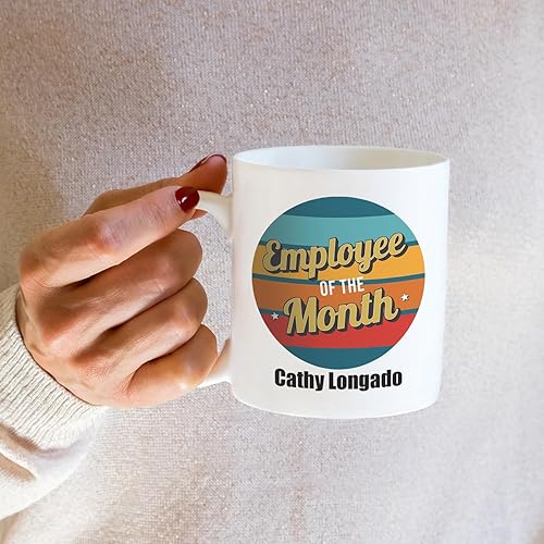 Miniatura 4 de Taza de café con nombre personalizado para empleados del mes/One Taza de cerámica blanca de 11 onzas/Taza de café de reconocimiento de lugar de