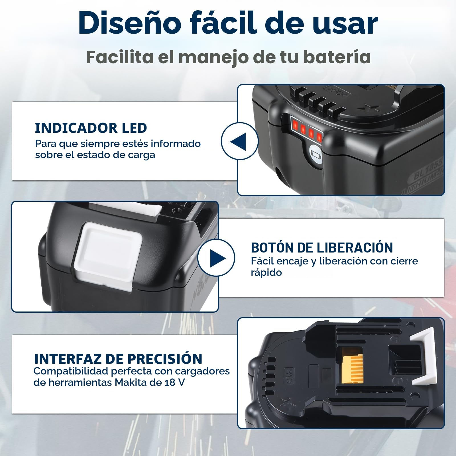 18V 5,5Ah Batería de repuesto para batería Makita de 18V con cargador Set BL1860B, BL1850, BL1840B, LXT400 | Carga rápida DC18RC 3A, protección contra sobrecalentamiento