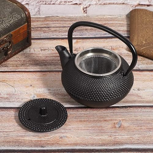Miniatura 6 de Hervidor de té japonés de 10 onzas fluidas de hierro fundido con colador, modelado para la oficina en casa, yoga, té o decoración