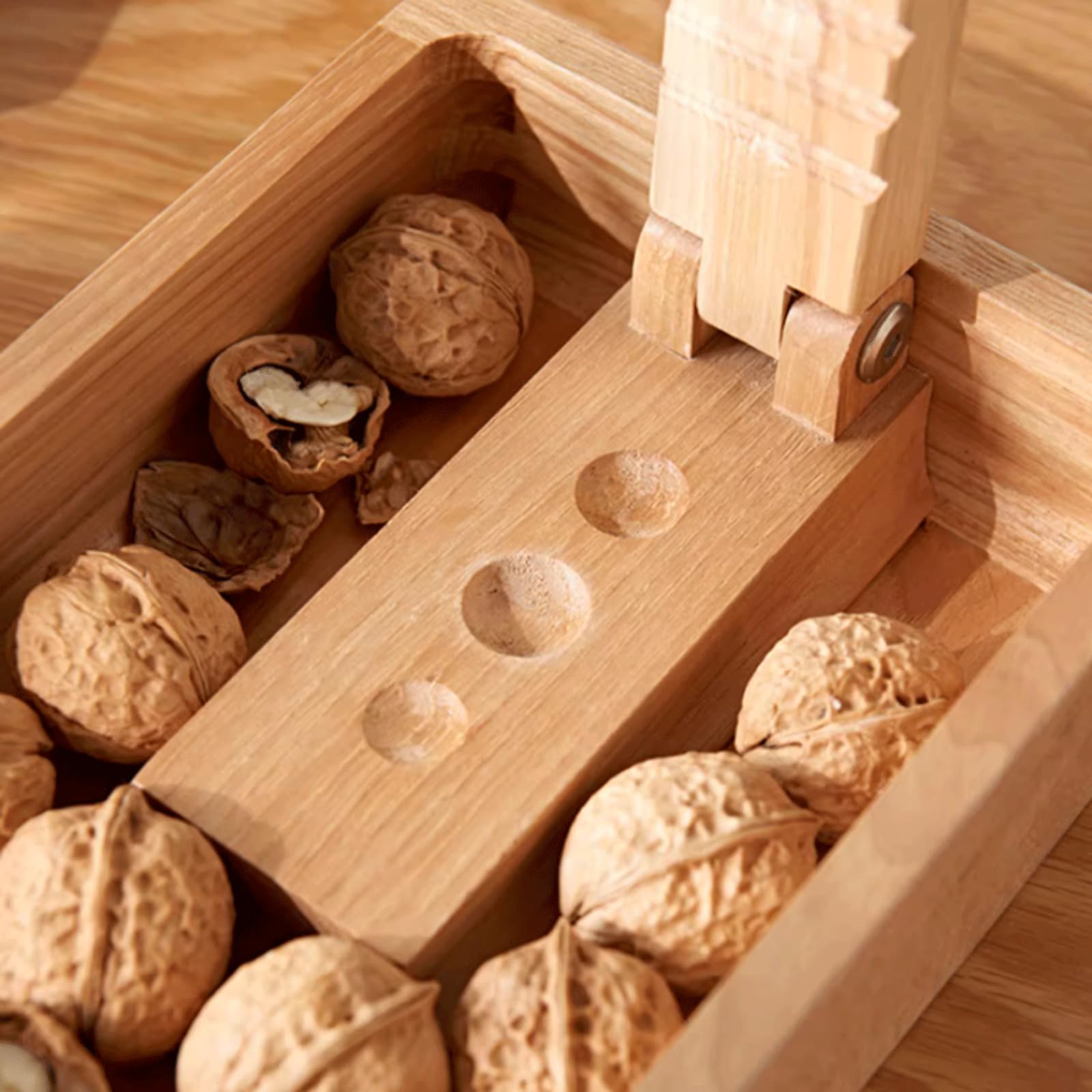Casse-Noix en Bois décortiqueur de Noix avec Manche en Bois Outil d'ouverture Manuel de craquelin de Noix de pécan pour Noix châtaignes Noix de pécan