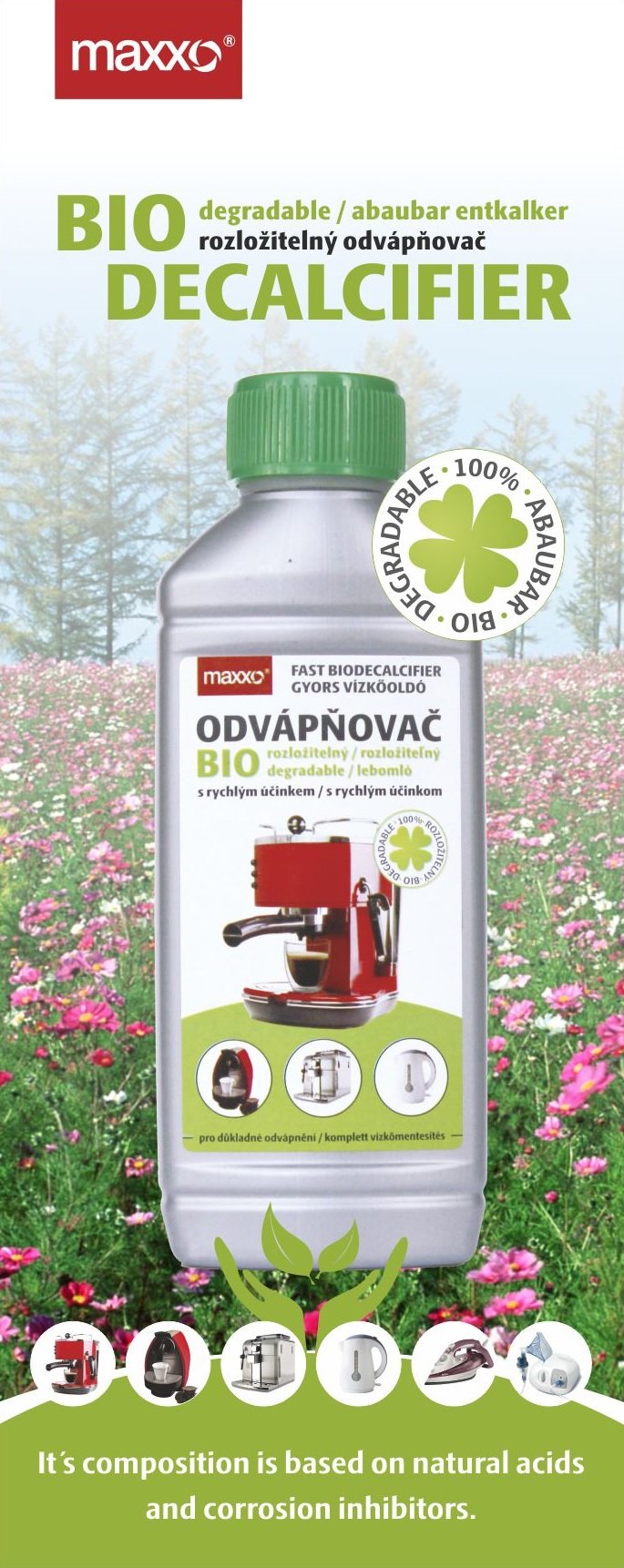 Maxxo Liquido Decalcificante 1000ml Naturale 100% eco Degradabile Disincrostante Anticalcare veloce e universale per tutte le caffetiere e macchine da caffè