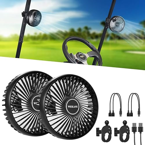 Paquete de 2 ventiladores de carrito de golf para accesorios de carrito de golf, ajustes de 3 velocidades para modelos EZGO Club Car Yamaha con