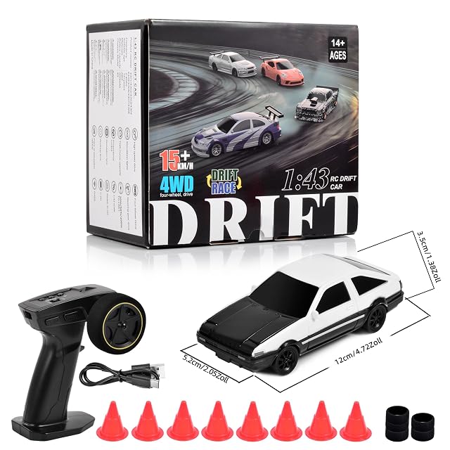 Foto 6 de 6 de Vefacion Mini coche RC Drift 1:43, escala 2,4 GHz, 15 km/h