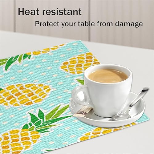 Miniatura 5 de Pineapple Plants Theme Placemats Set of 4 Table Mats Washable Placemat Waterproof Place Mats for Party Home Dining Table Decor 18x12 in