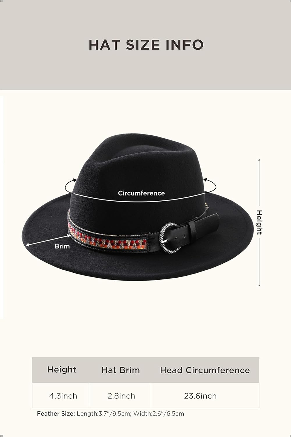 Fedora Hats for Men - Wide Brim Panama Hat with Classic Belt, Felt Panama Hat with Band, Western Outdoor Hat - Image 5