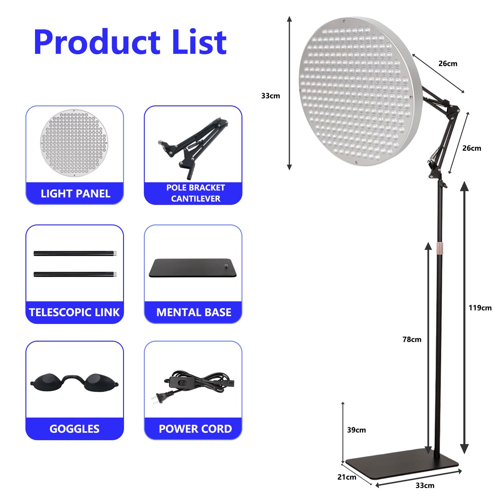 Solarium para el Hogar, 50 W 225 LEDs 460 NM Lámpara de Bronceado con Soporte Ajustable y Plegable, Bronceado Facial luz Diurna para el Hogar uso Doméstico