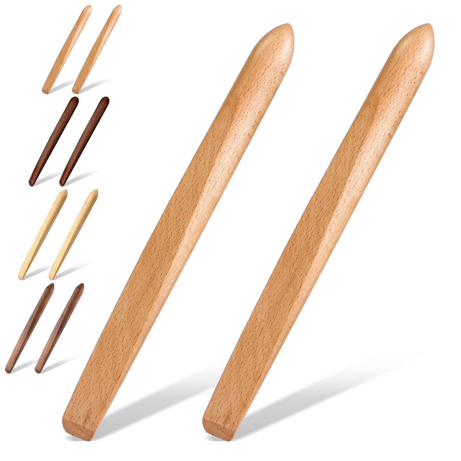 Hillban 2 Pcs 11 Inch Spurtle for Sourdough Stirring Stick Bread Mixing Stir Stick Bread Making Tools Paddle Wooden Dowel for Sourdough Spurtle Spatula Kitchen Cooking(Beech)
