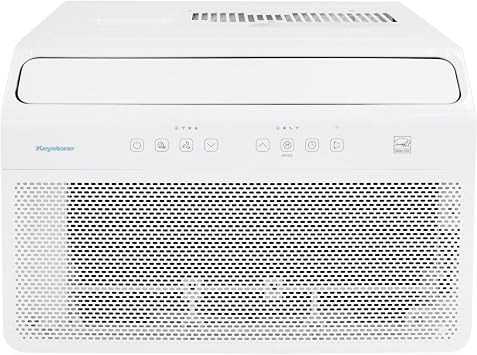 Keystone Energy Star 8,000 BTU Window Mounted Inverter Air Conditioner with Supplemental Heat, Quiet High Efficiency Window AC Unit with Remote for Apartment, Medium Rooms up to 350-Sq. Ft.