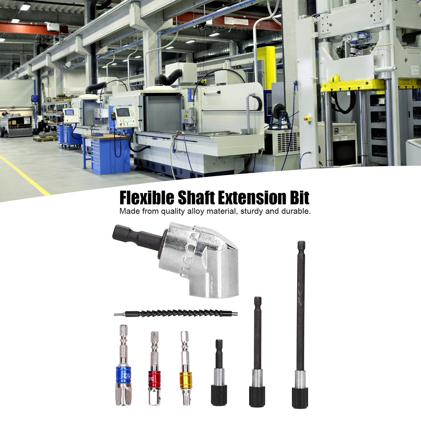 105 Degree Right Angle Drill Attachment, Alloy Sturdy Durable Convenient Efficient Hex Shank Drill Nut Driver Bit for Replace Screws and Nuts