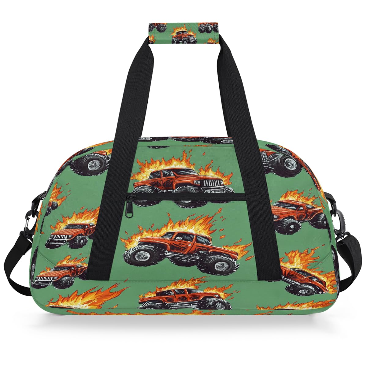 Mexpekil Fire Trucks Pattern Travel Gym Bag for Girls Boys Carry On Overnight Weekend Bags Waterproof Hand Luggage Bag for Sports Dance School Practice