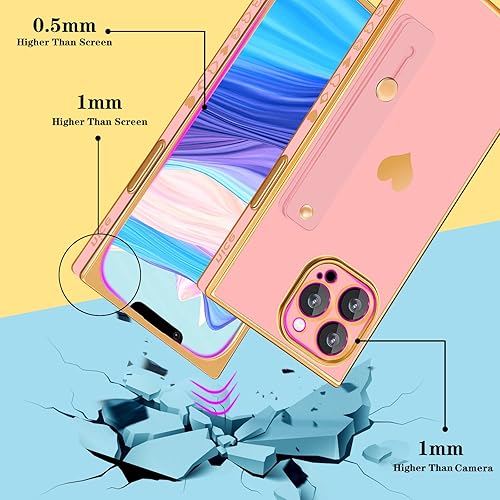 Miniatura 4 de Petitian Funda para iPhone 14 Pro Max con soporte y cuerda, fundas de lujo para mujeres y niñas, diseño electrochapado en corazón, para 14 Pro Max